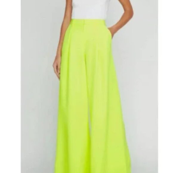 L'AGENCE Caspian Wide Leg neon citrus yellow Pants size 4 - Picture 1 of 6